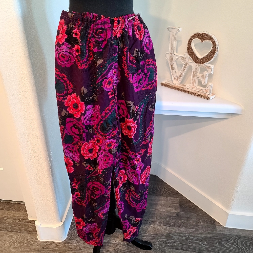 Vintage 80s 90s print  pants Carole Little - Picture 4 of 5